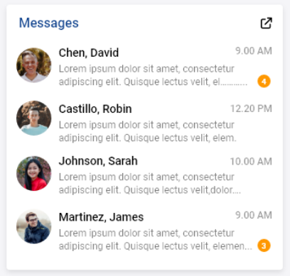 Student messages widget in openSIS dashboard